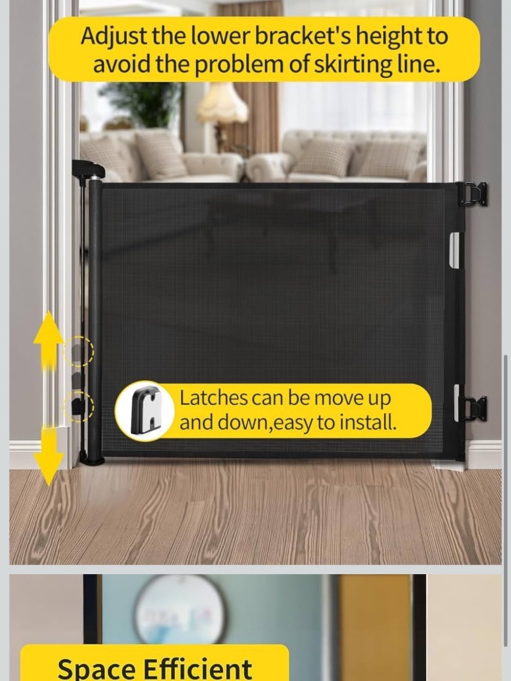 Retractable Safety Gate - Black Mesh
